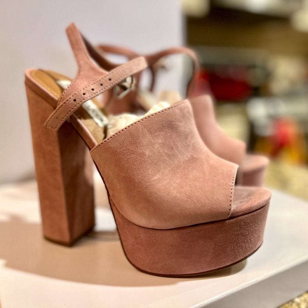 Steve Madden Studio Mauve Suede Chunky Heels, Size 6.5